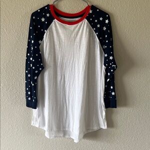 NWOT Crown & Ivy White Patriotic Tee With Stars ⭐️ Large